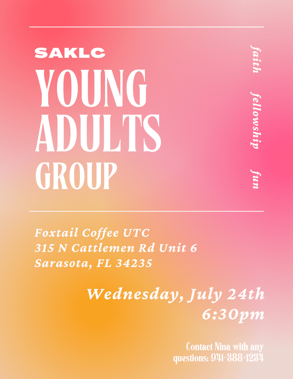 young adult, coffee hour, meet and greet